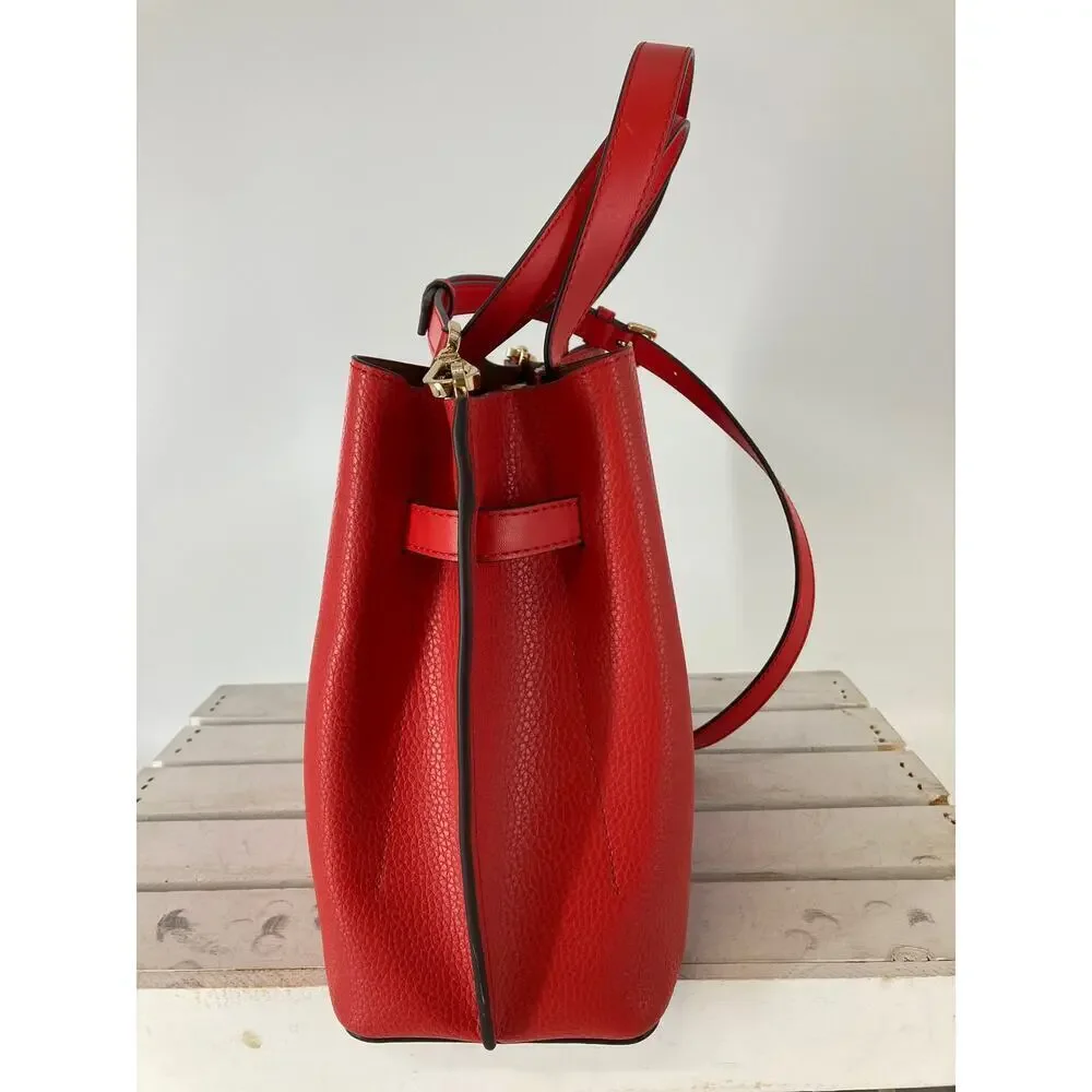 MICHAEL KORS LARGE RED PEBBLED LEATHER CROSSBODY BAG - Picture 3 of 15